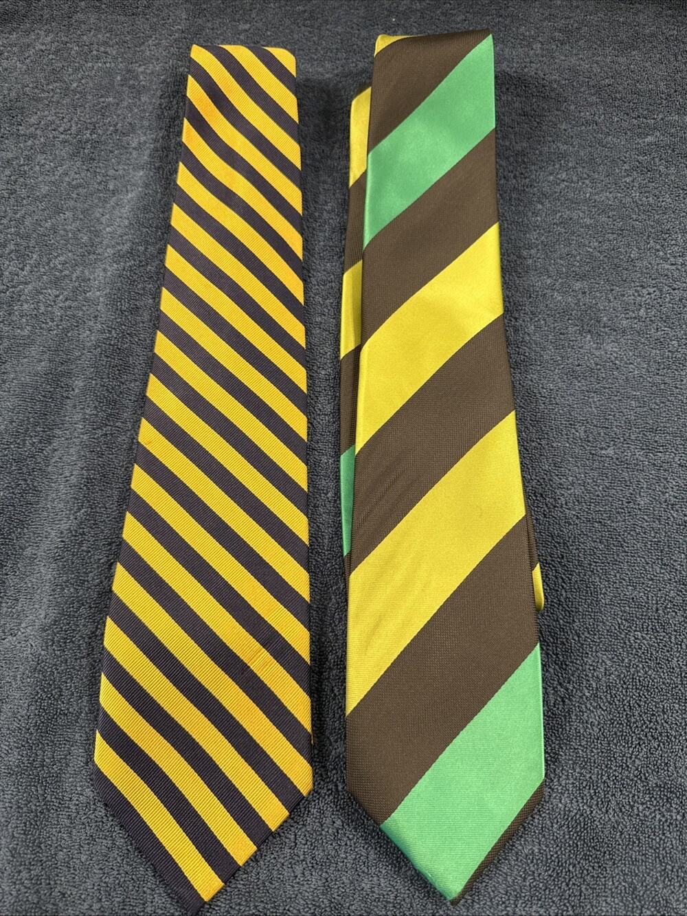 Lot of 2 Men’s Designer Prep Stripe Ties Ashford Brooks John Sparks Silk